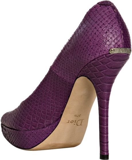 Dior Wine Snake Embossed Calfskin Miss Peep Toe Pumps in Purple (wine ...