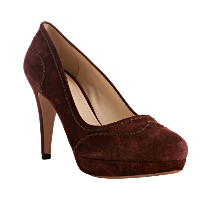 Prada Plum Suede Stitch Detailed Pumps in Purple (plum) | Lyst