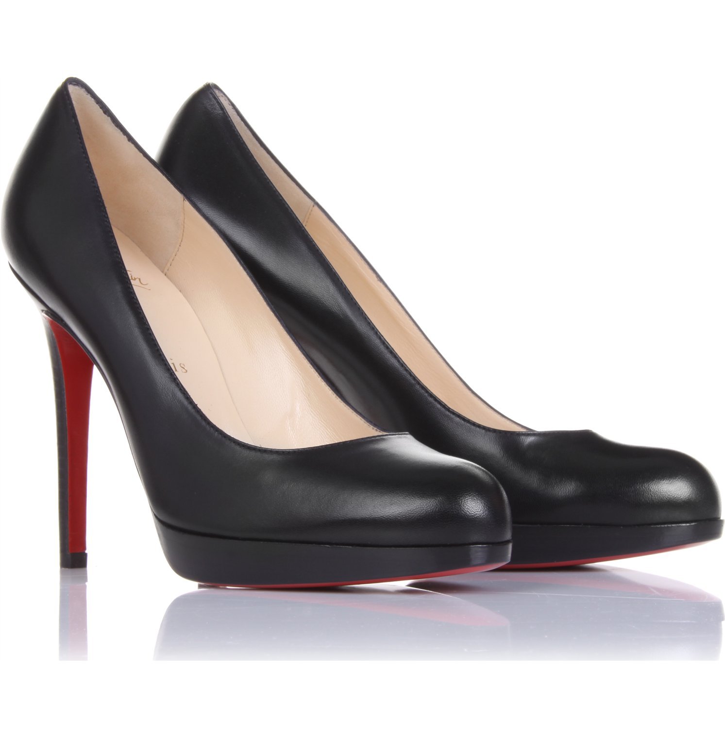 christian louboutin Simple pumps Black leather covered heels | The ...  