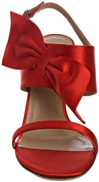 Valentino Red Satin Bow Detail Sandals in Red | Lyst
