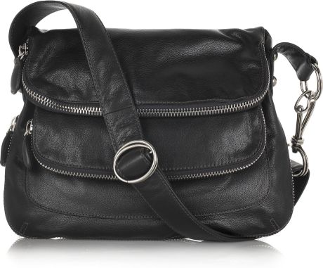 Donna Karan New York Crosstown Leather Messenger Bag in Black | Lyst