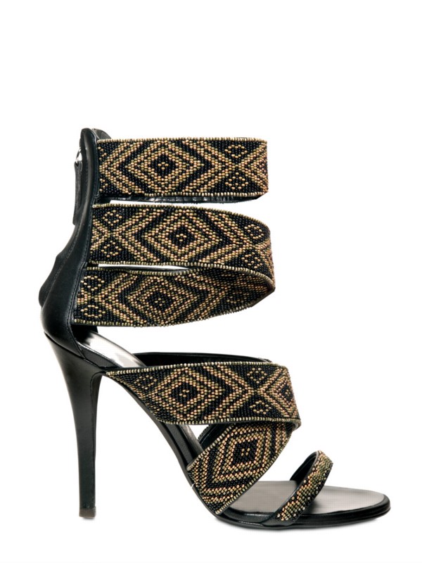 Lyst - Balmain Beaded Sandals in Green