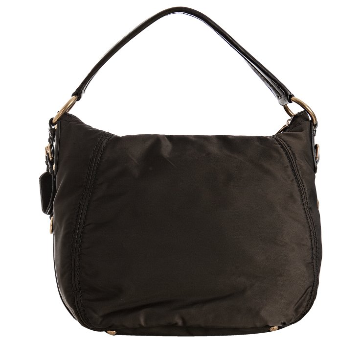 Prada Ebony Brown Nylon Logo Jacquard Hobo Shoulder Bag in Black ...