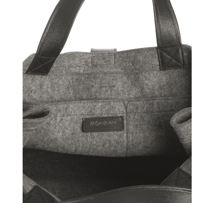 Saint laurent Heather Grey Felt and Leather Trim Uptown Tote in ...