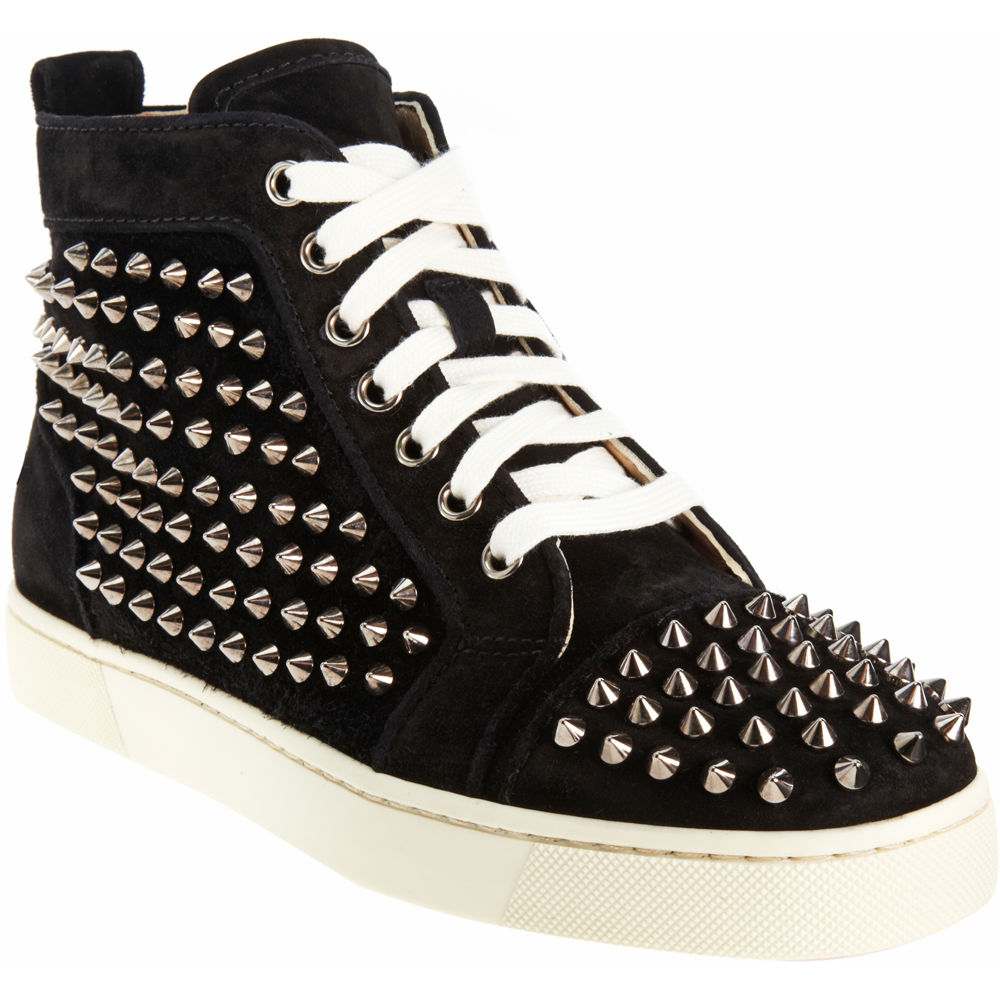 Christian Louboutin Louis High-top Studded Sneakers in Black | Lyst