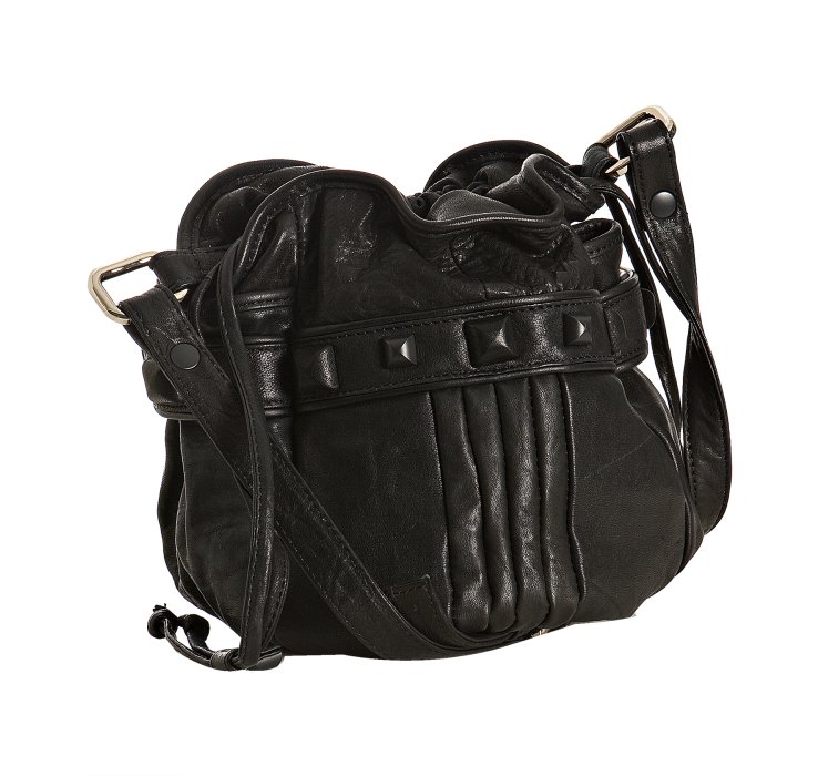 Junior drake Black Leather Studded Faren Bucket Bag in Black | Lyst