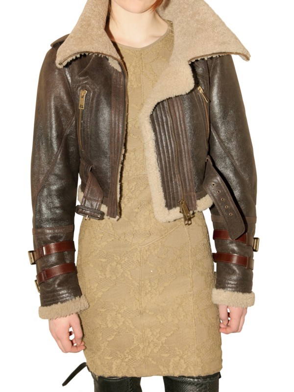 Lyst Burberry Prorsum Shearling Aviator Leather Jacket In Brown Gallery
