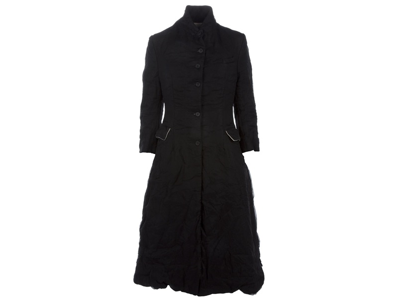 Paul Harnden Silk Blend Coat with Full Skirt in Black | Lyst