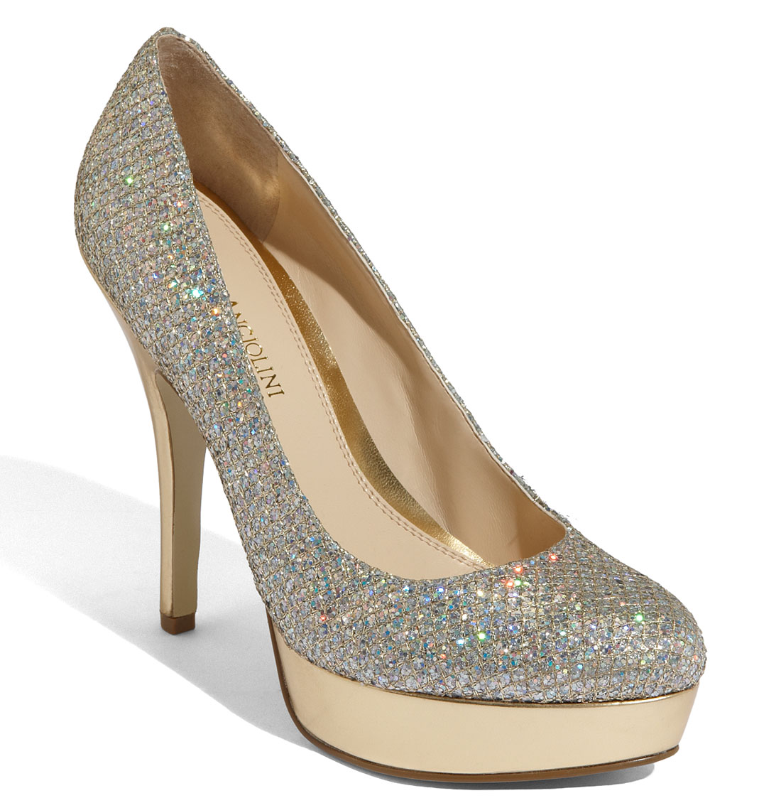 Enzo Angiolini Smiles Platform Pumps in Silver (gold/ silver hologram ...