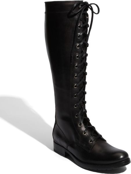Frye Melissa Tall Lace-up Boot in Black (black leather) | Lyst