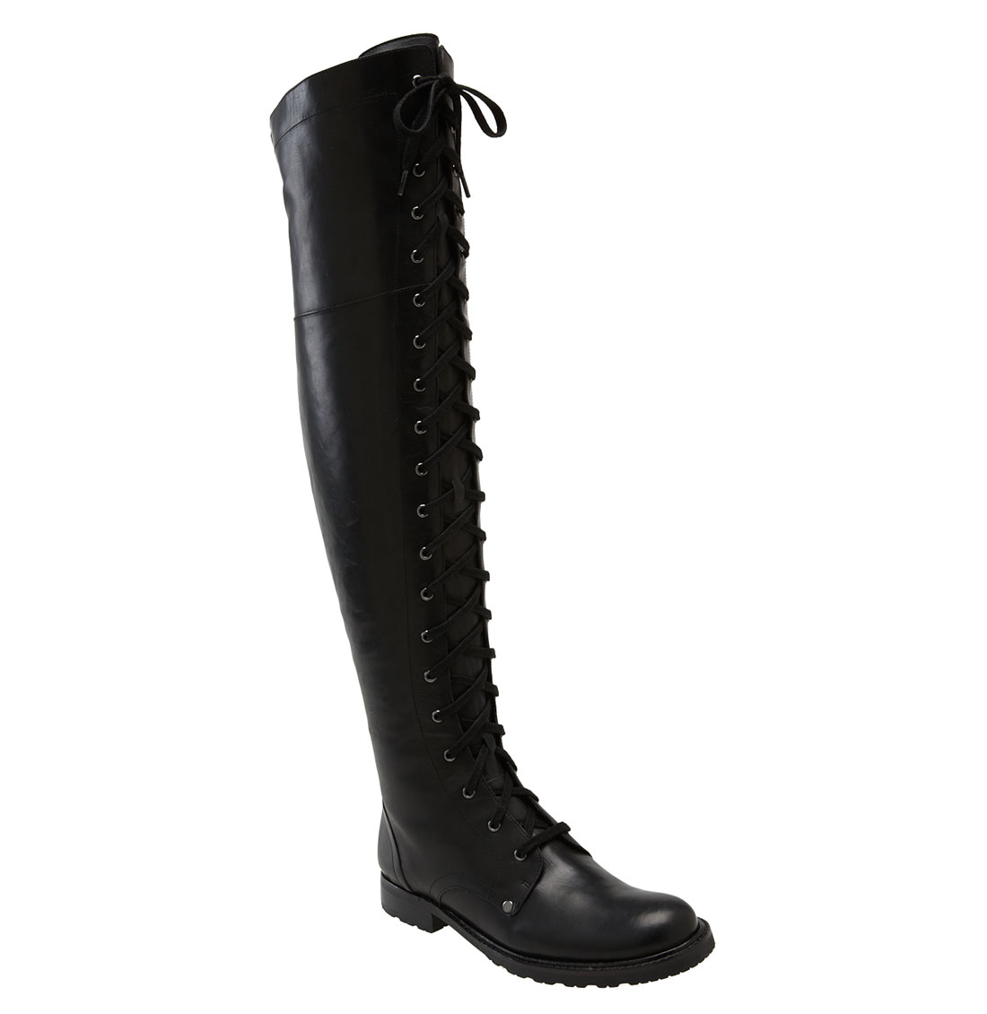 Via Spiga Nathan Over-the-knee Lace-up Boots in Black (black waxy calf ...