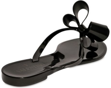 Valentino Couture Bow Jelly Sandals in Black | Lyst