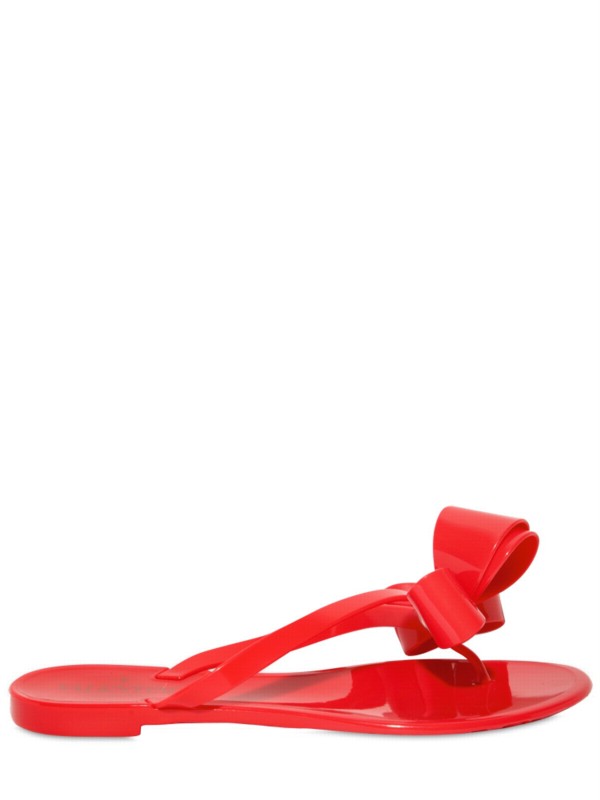 Lyst - Valentino Jelly Bow Flip Flop Flats in Red