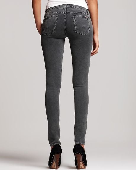 Hudson Grey Distressed Skinny Jeans in Gray | Lyst