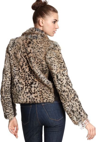 Larok Wild Thing Leopard Print Rabbit Fur Jacket in Animal (Natural) | Lyst