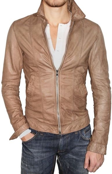 Dolce & Gabbana Washed Nappa Leather Jacket in Beige for Men (brown) | Lyst