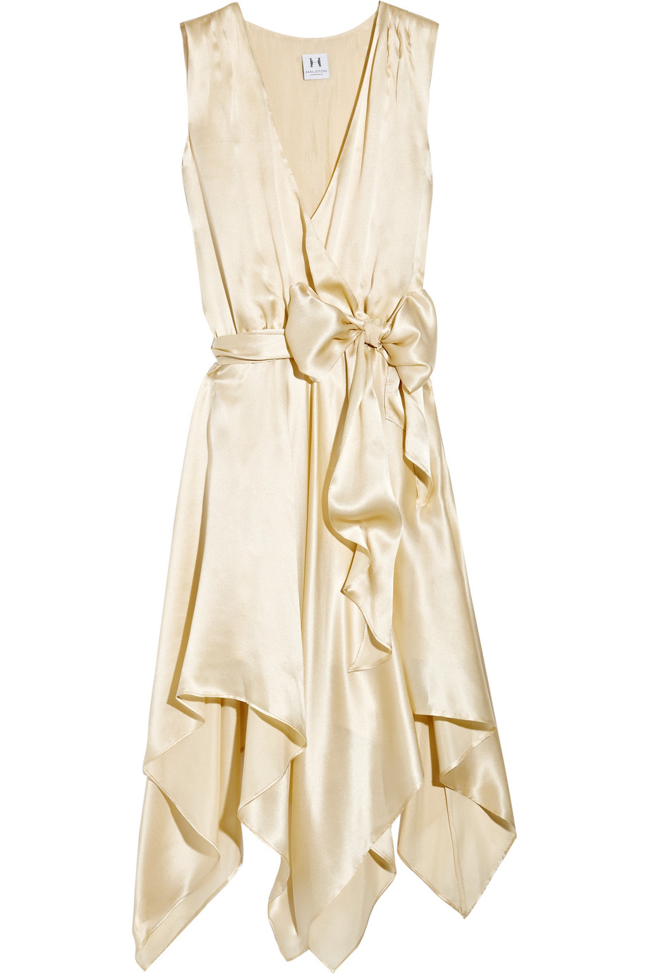 Halston heritage Silk-charmeuse Dress in Gold (champagne) | Lyst