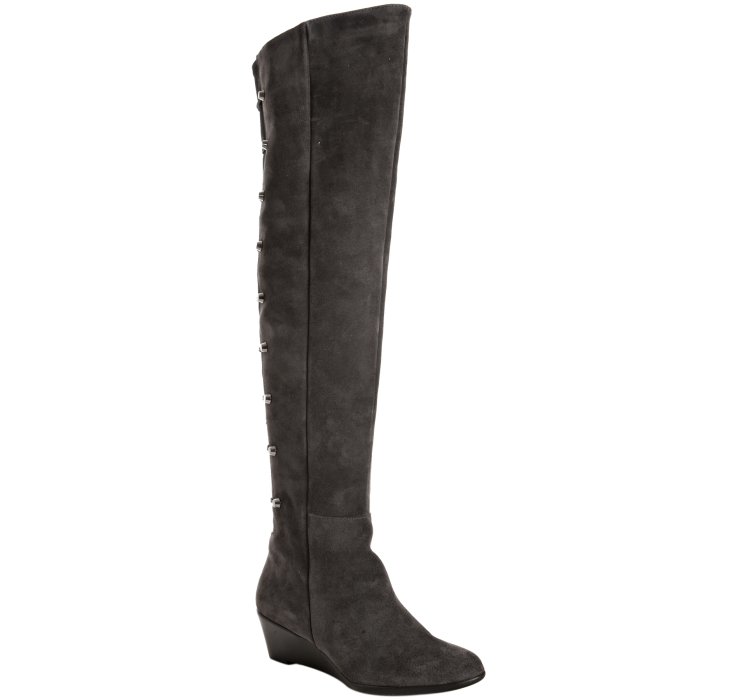 Calvin Klein White Label Graphite Suede Bethany Studded Wedge Boots in ...