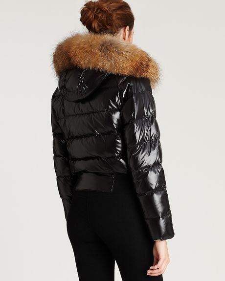 Moncler Alpin Bomber Jacket with Fur Trim in Black (Red) | Lyst