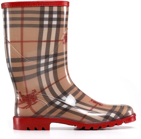 Burberry Mid-calf Rain Boots in Red (military red) | Lyst