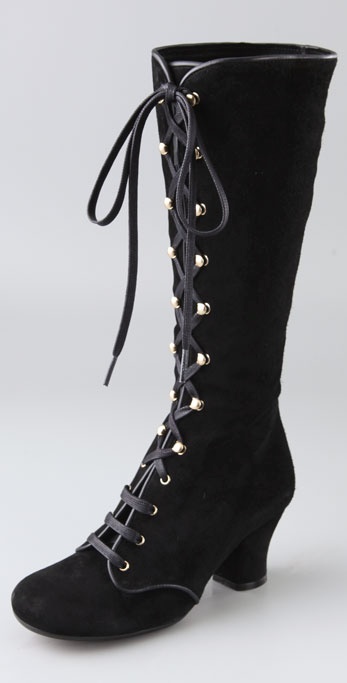 Lyst - Chie mihara Quechu Lace Up Suede Boots in Black