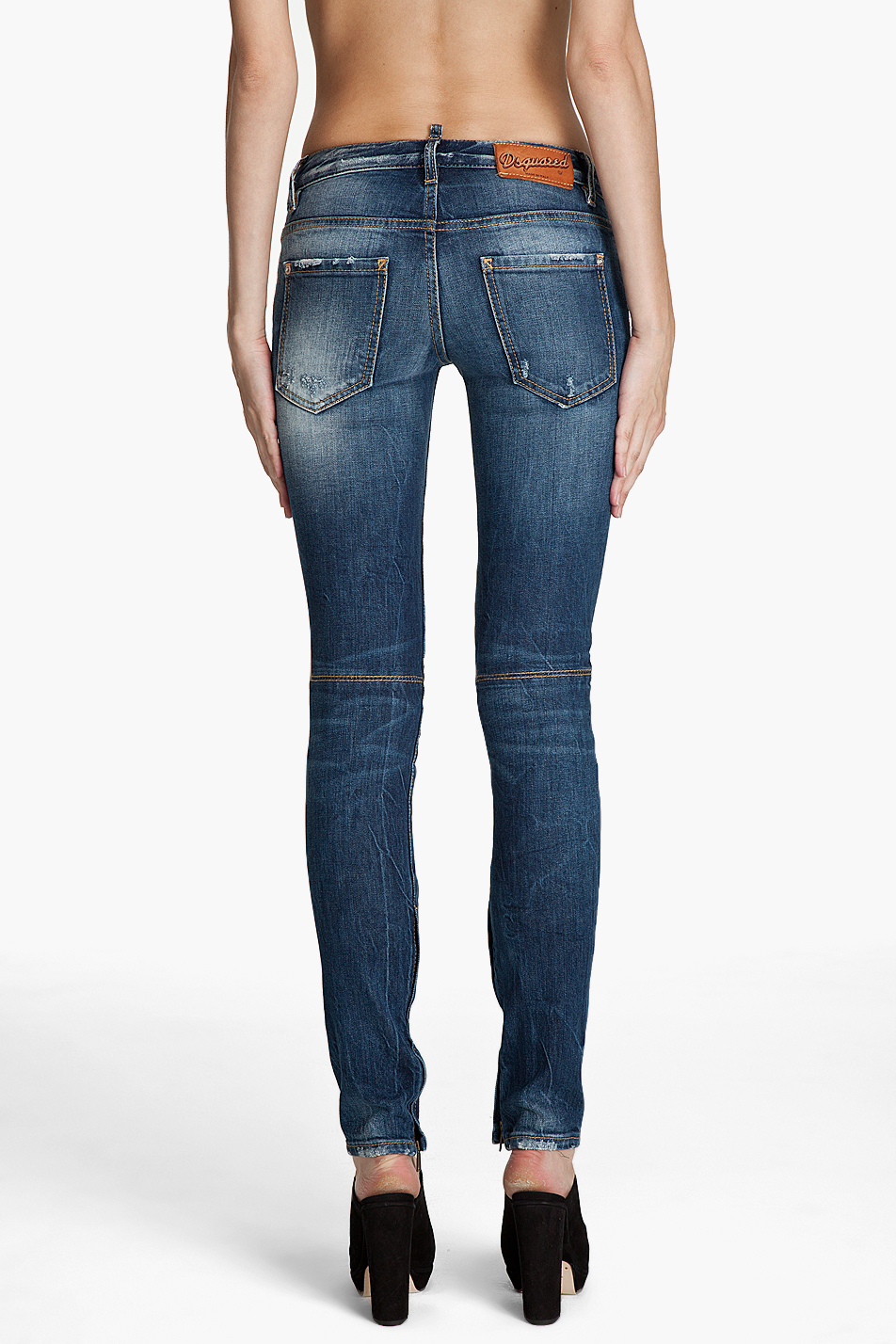 Lyst - Dsquared² Super Skinny Low Rise Jeans in Blue