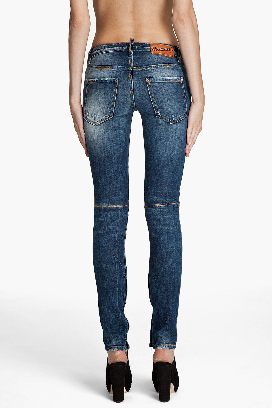 Dsquared² Super Skinny Low Rise Jeans in Blue | Lyst