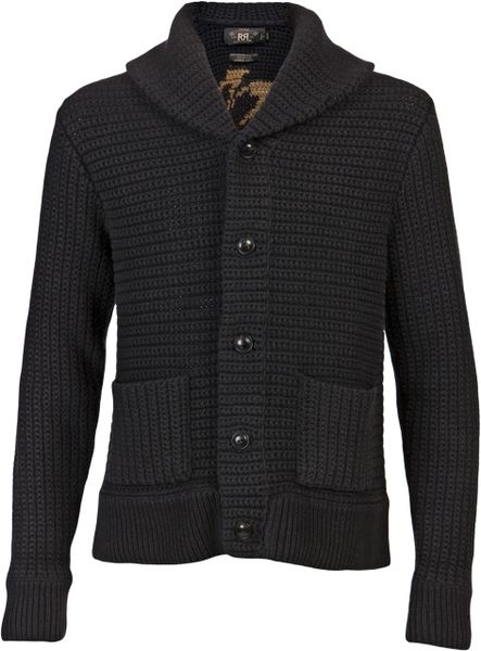 Rrl Crochet Cardigan in Black for Men | Lyst