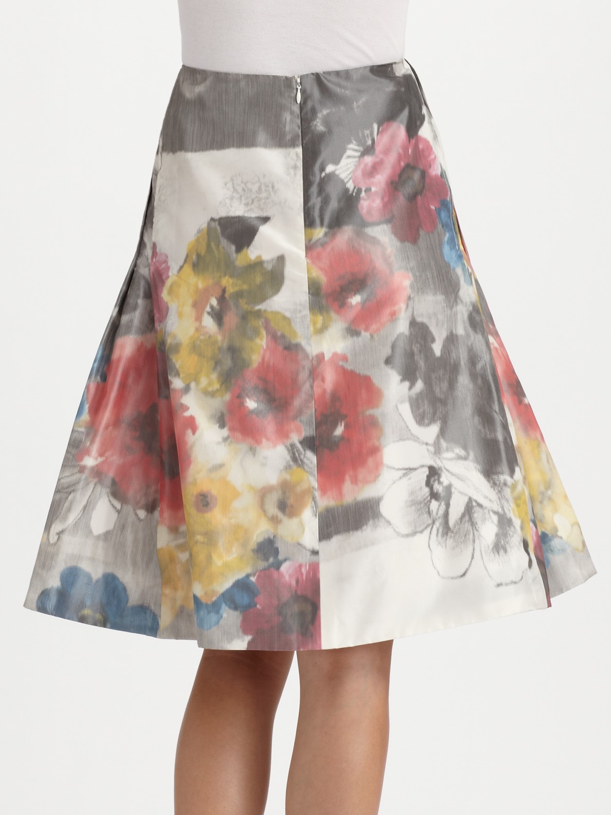 Lyst - Carolina Herrera Floral Print Taffeta Party Skirt