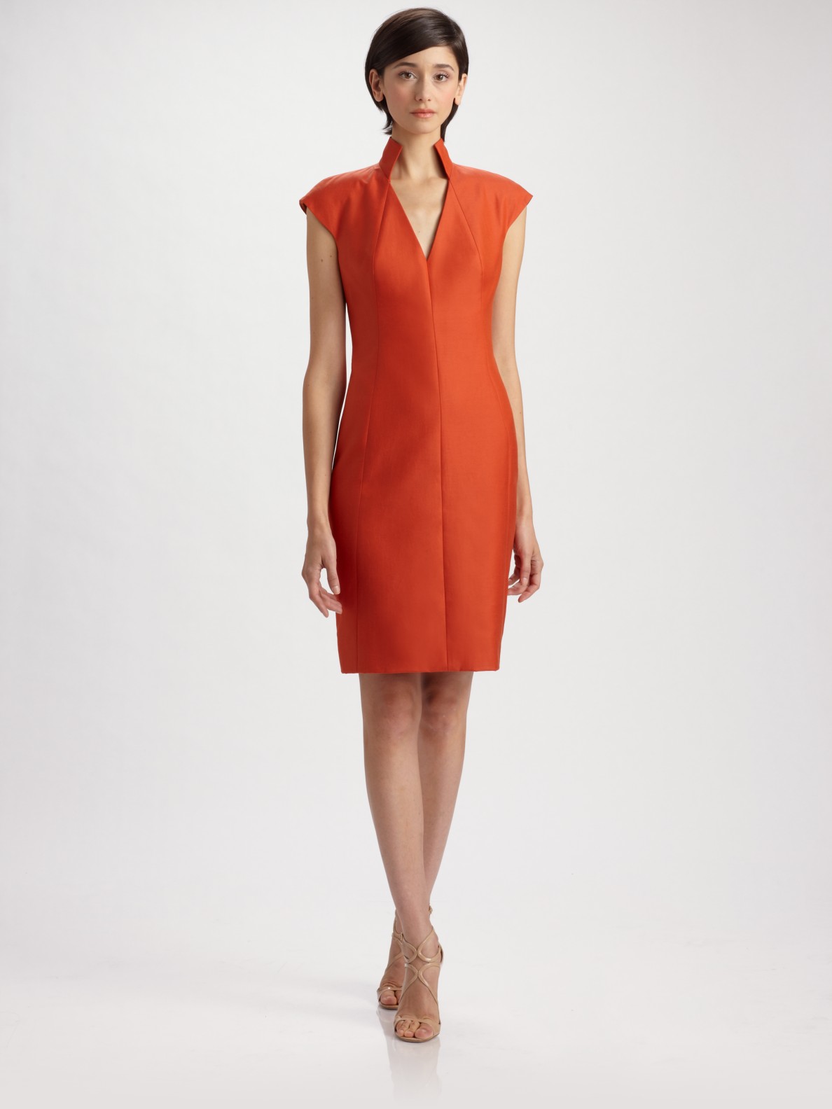 Akris Cap-sleeve Dress in Orange | Lyst