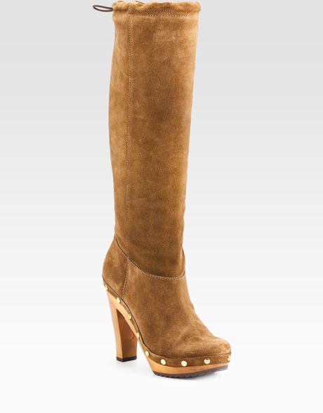 Tory Burch Booker Suede Clog Boots in Brown (walnut) | Lyst