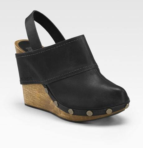 See By Chloé Slingback Wedge Clogs in Black | Lyst