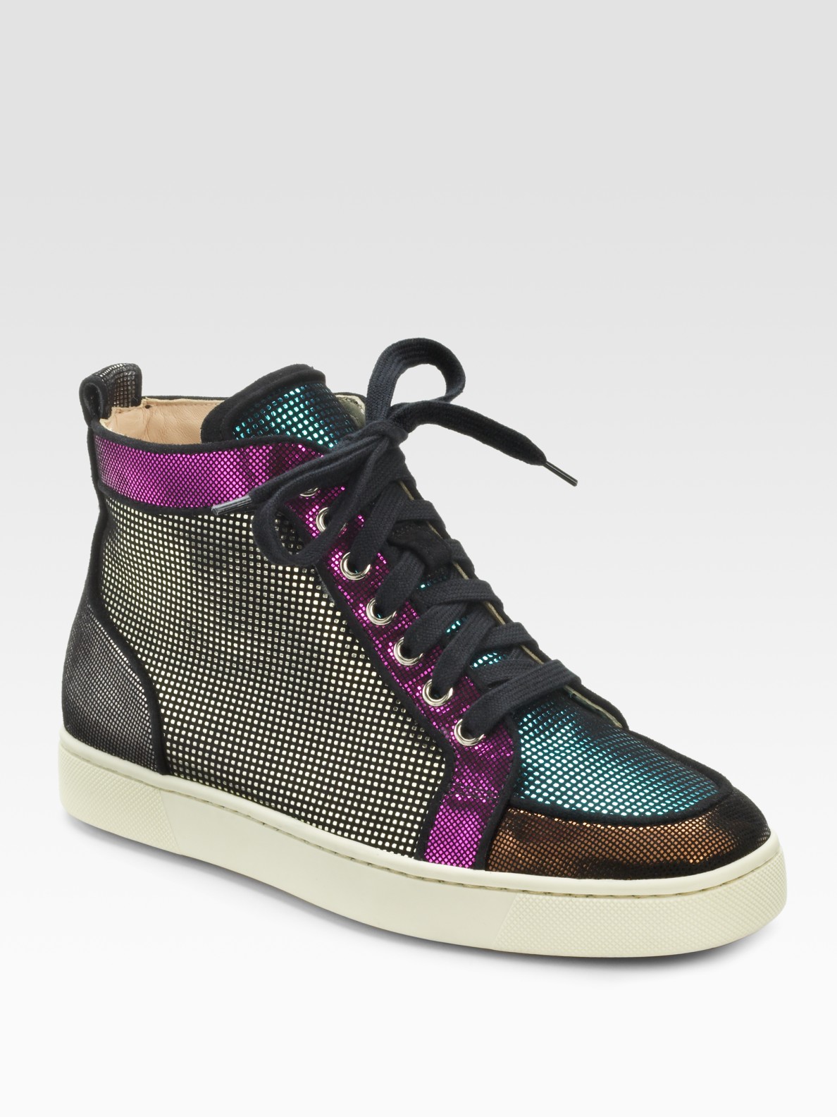 Christian Louboutin Rantus Orlatotrainer Suede and Metallic Lace-up ...
