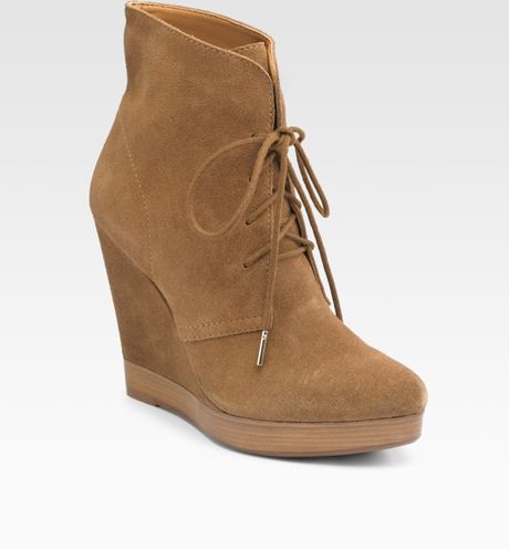 Kors By Michael Kors Channing Lace-up Suede Ankle Boots in Beige (camel ...