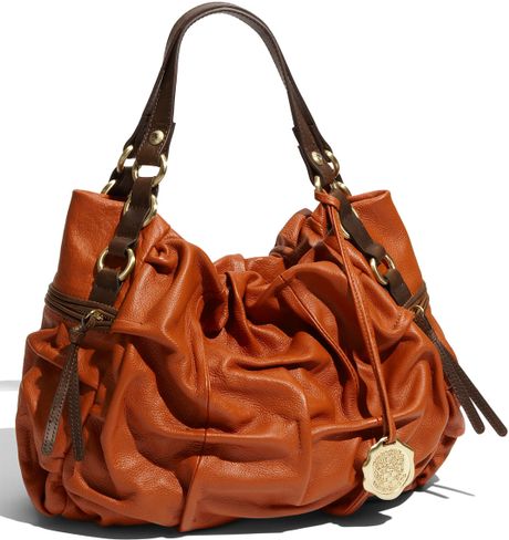 Vince Camuto Gathered Leather Shoulder Bag in Brown (summer brown) | Lyst