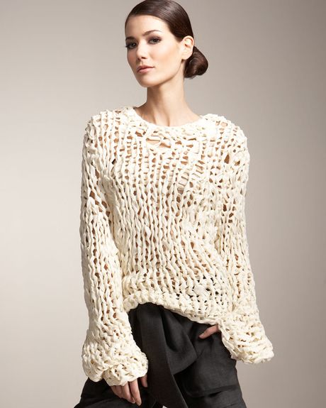 Jason Wu Hand-knit Chiffon Sweater in White | Lyst