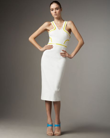 Versace Silk-trim Sheath Dress in White | Lyst