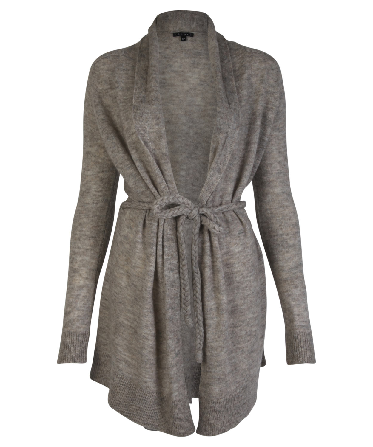 Theory Ila Long Sleeved Grey Wrap Cardigan in Gray (grey) | Lyst