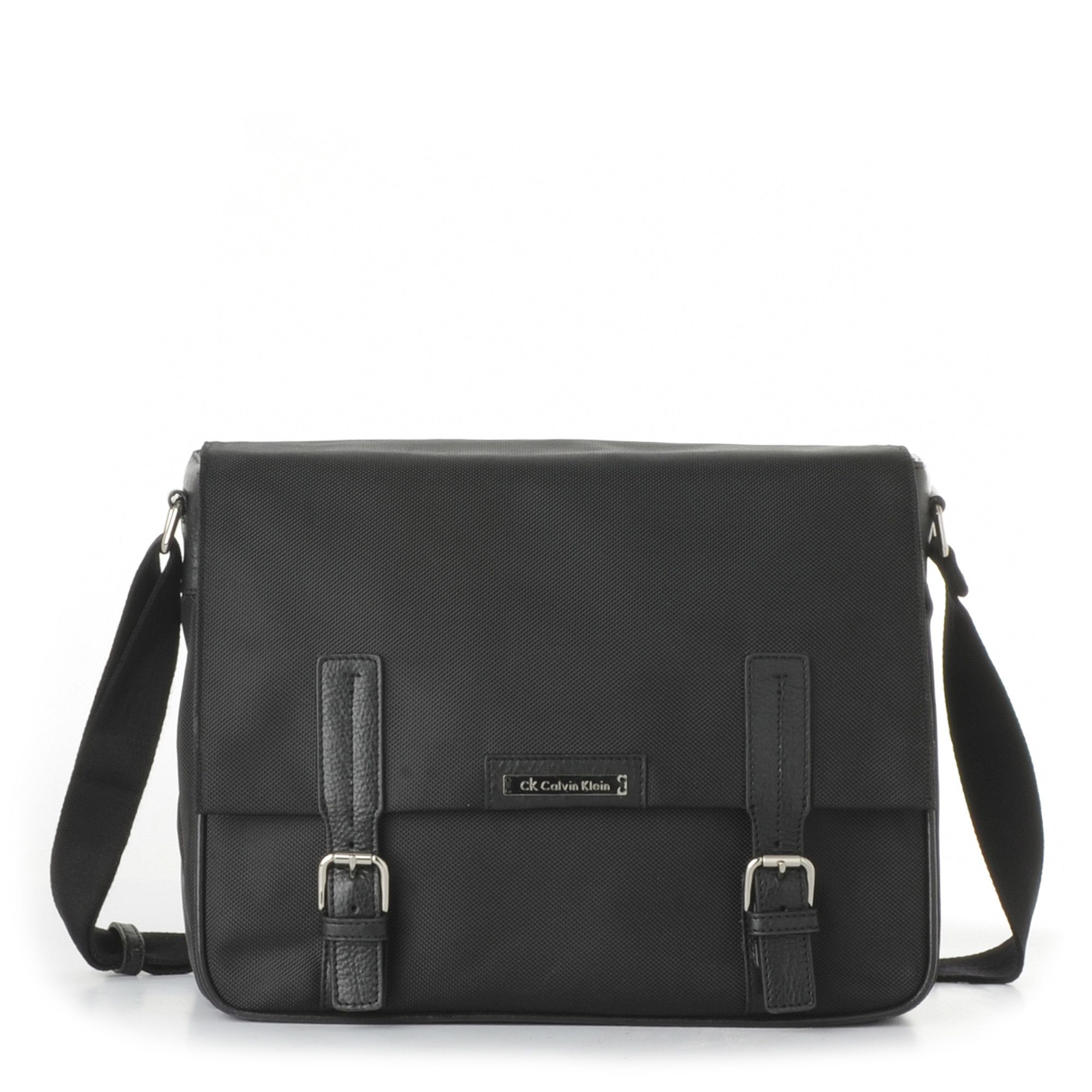 Calvin Klein Double Buckle Messenger Bag in Black for Men | Lyst