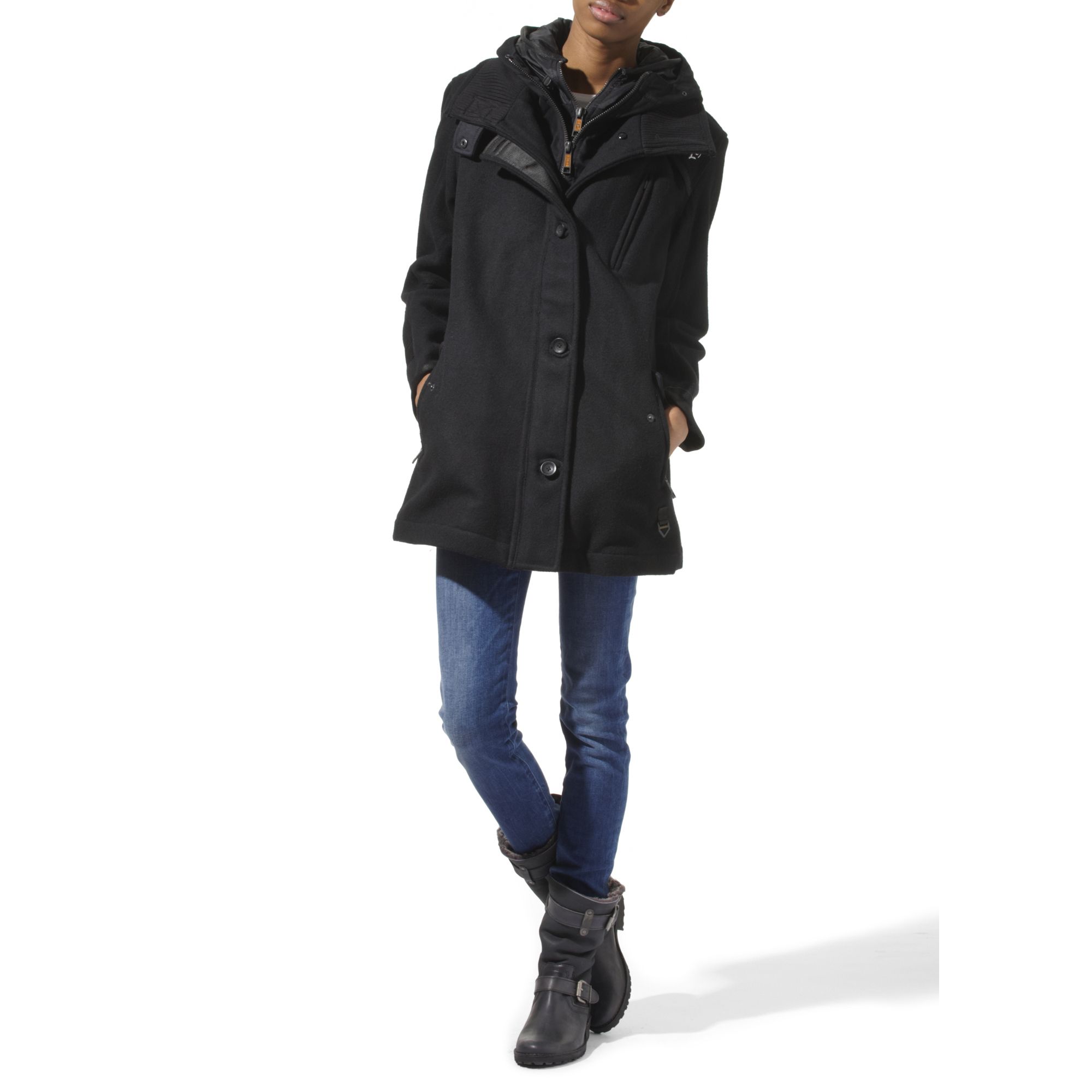 Superdry Pea Coat Mens Channel Talent Superdry Black Clic Peacoat Main Image
