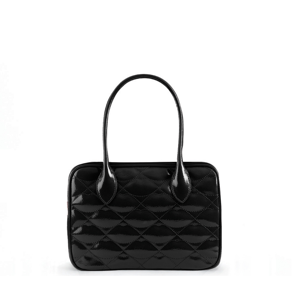Lulu Guinness Black Quilted Lips Patent Leather Small Jenny in Black | Lyst