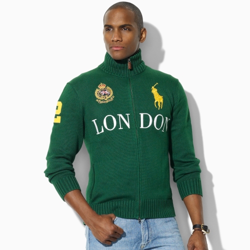 Polo Ralph Lauren Big Pony Full-zip City Sweater in Green for Men ...