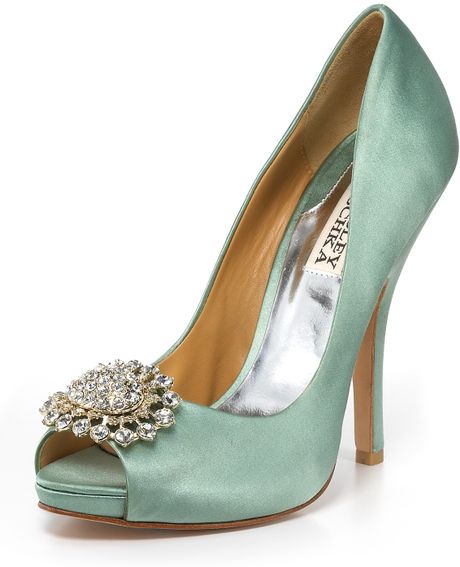 Badgley Mischka Lissa Evening Pumps in Green (Seafoam) | Lyst