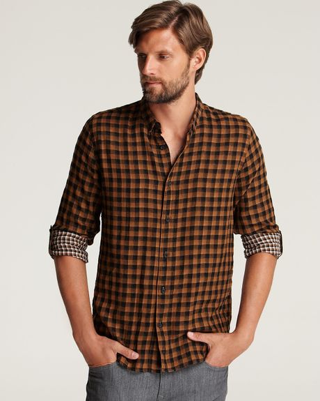 Nudie Jeans Avrid Japan Double Check Shirt in Brown in Brown for Men | Lyst