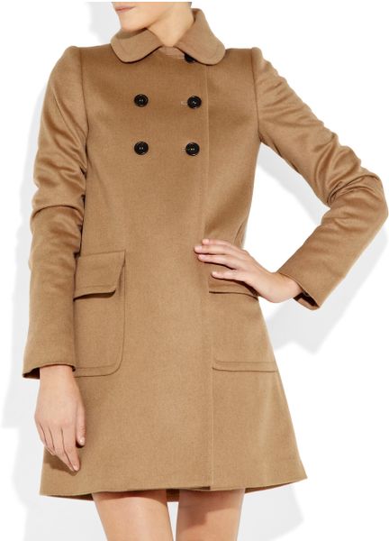 Miu Miu Camel Hair Double-breasted Coat in Brown (camel) | Lyst