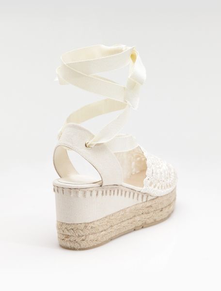 Ralph Lauren Collection Crocheted Ankle Tie Espadrilles in Beige (cream ...