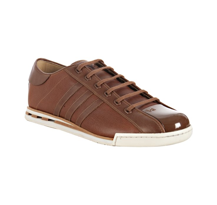 Adidas Y-3 Cognac Crosshatched Leather Lancer Sneakers in Brown for Men ...