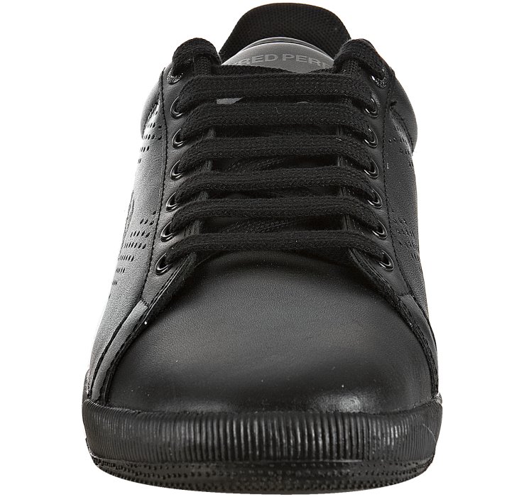 Lyst - Fred Perry Black Leather Parkside Perforated Stripe Sneakers in ...