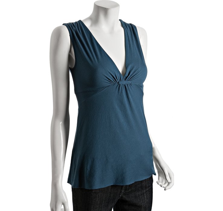 Rebecca Beeson Lagoon Blue Stretch Cotton Ruched T-shirt in Green ...