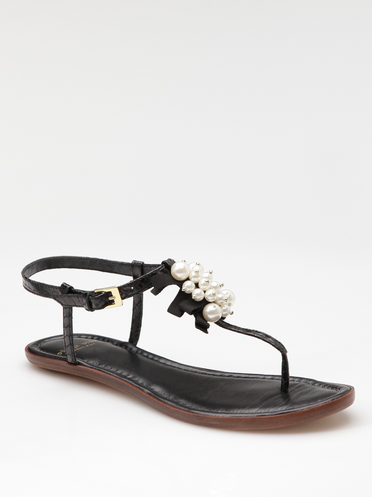 Kate Spade Hedy Pearl Thong Sandals in Black | Lyst